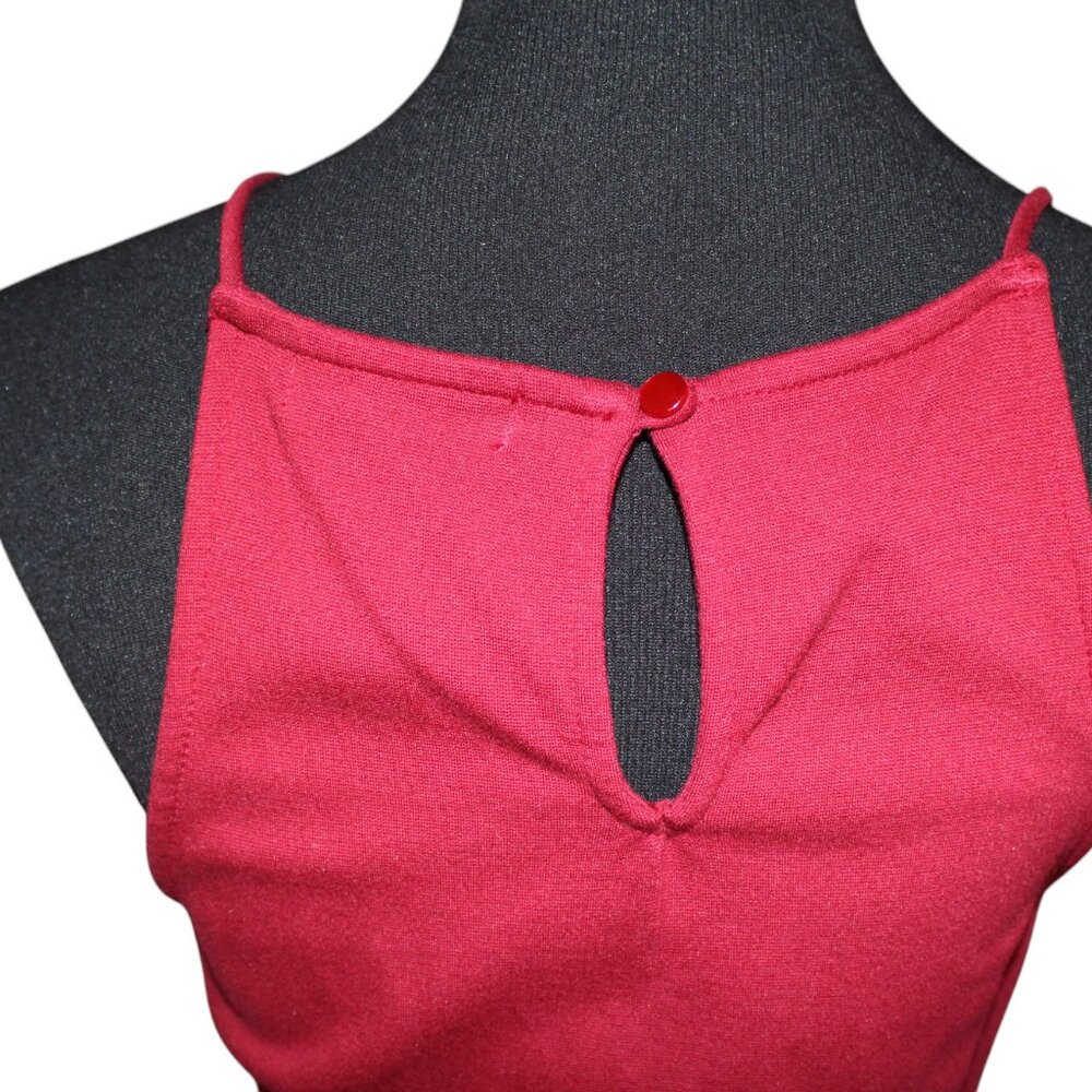 Monteau Swing Wine Scalloped Neck Spaghetti Strap Knit Small S EUC - Picture 9 of 13